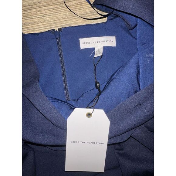 Dress the Population Dana Wrap Waist Cocktail Dress in Navy Size X-Large. $188. - Picture 5 of 9